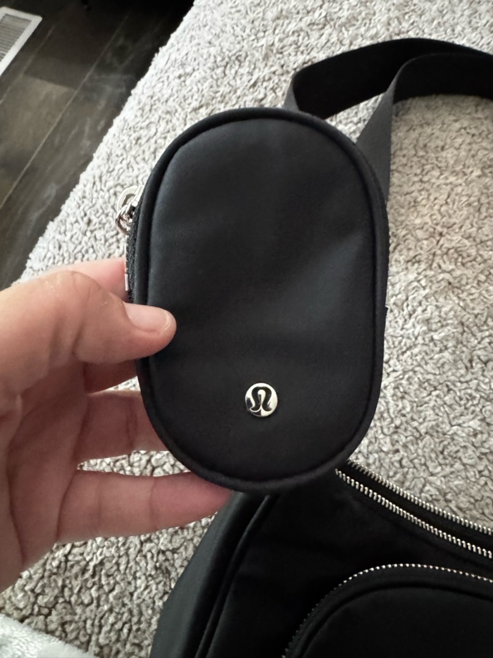 lululemon athletica Black Nylon Shoulder Belt Bag with Detachable Mini Pouch - Picture 4 of 8
